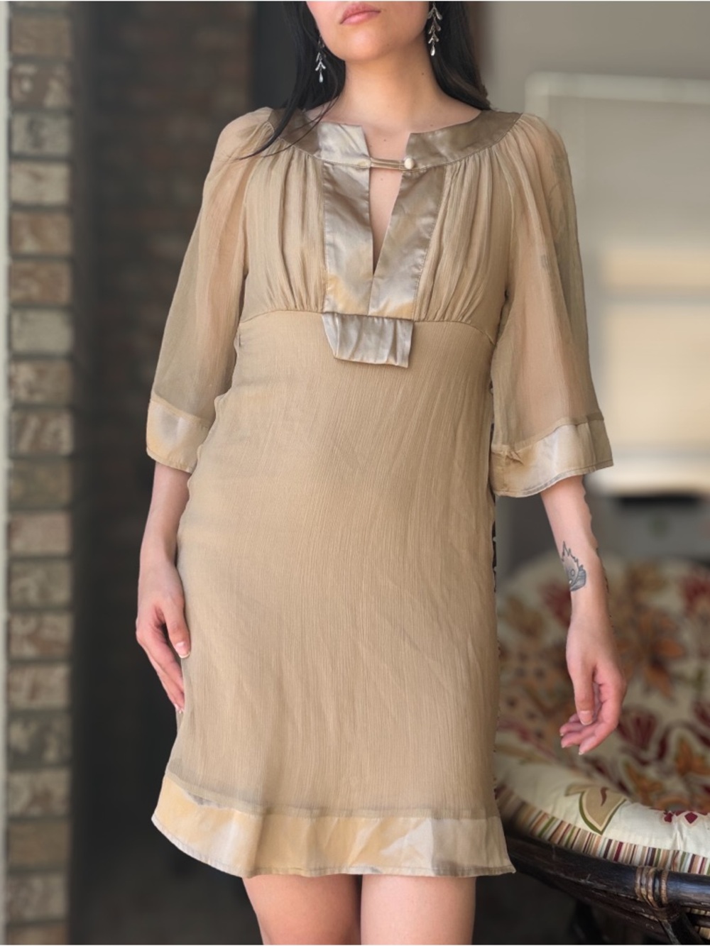 Silk Nu Collective Euro Beige Mini Dress